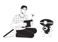 Robotics engineer bw concept vector spot illustration