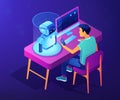 Robotics programming concept vector isometric illustration. Royalty Free Stock Photo