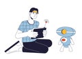 Robotics engineer flat line concept vector spot illustration