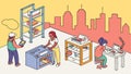Robotics factory assembly line, automated production and industry 4.0 vector design Generative AI