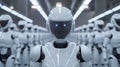 robotics factory with automated assembly lines and robots programmed