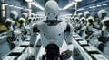 robotics factory with automated assembly lines and robots programmed