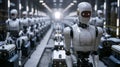 robotics factory with automated assembly lines and robots programmed