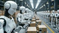 robotics factory with automated assembly lines and robots programmed