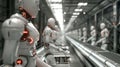 robotics factory with automated assembly lines and robots programmed