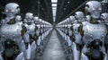 robotics factory with automated assembly lines and robots programmed