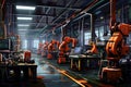 robotics factory a robotics factory scene with robots machinery Royalty Free Stock Photo