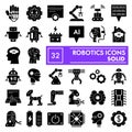 Robotics glyph icon set, artificial intelligence symbols collection, vector sketches, logo illustrations, cyborg signs Royalty Free Stock Photo