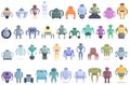 Robotics icons set cartoon vector. Smart tech