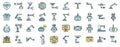 Robotics icons set vector color line