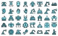 Robotics icons set vector flat