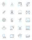 Robotics industry linear icons set. Automation, AI, Sensors, Servos, Grippers, Robots, Mechatronics line vector and