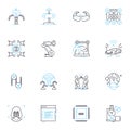 Robotics industry linear icons set. Automation, AI, Sensors, Servos, Grippers, Robots, Mechatronics line vector and