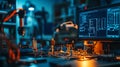 A robotics lab with circuits, soldering tools, and a programming Royalty Free Stock Photo