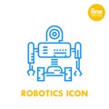 Robotics line icon, robot, mechanical engineering