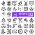 Robotics line icon set, artificial intelligence symbols collection, vector sketches, logo illustrations, cyborg signs Royalty Free Stock Photo