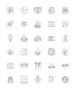 Robotics line icons collection. Automaton, Cyborg, Automation, Android, Mechatronics, Nanobot, Robotics vector and