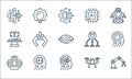 Robotics line icons. linear set. quality vector line set such as robot arm, artificial intelligence, robot, drone, artificial