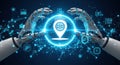 Robotics location artificial intelligence ai technology global network connection automation future Royalty Free Stock Photo