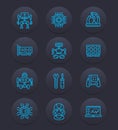 Robotics, mechanical engineering, robots icons Royalty Free Stock Photo