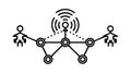 Robotics Network, Connected Automation System, vector design Generative AI Royalty Free Stock Photo