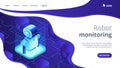 Robotics networking isometric 3D landing page. Royalty Free Stock Photo