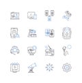 Robotics line icons collection. Automation, Mechanics, Programming, Artificial intelligence, Sensors, Robotics, Drs