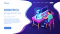 Robotics programming isometric3D landing page. Royalty Free Stock Photo