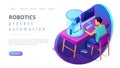 Robotics programming isometric3D landing page. Royalty Free Stock Photo