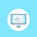 Robotics, robot programming vector icon