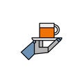 Robotics robot waiter cup outline icon. Signs and symbols can be used for web, logo, mobile app, UI, UX on white