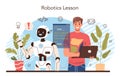 Robotics school course concept. Robotic engineering and constructing lesson Royalty Free Stock Photo
