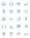 Robotics technology linear icons set. Automation, Robotics, Artificial Intelligence, Cyborgs, Humanoids, Mechanics Royalty Free Stock Photo