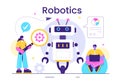 Robotics Vector Illustration of Artificial Intelligence Robots Communicating with Technology and Engineering