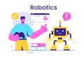 Robotics Vector Illustration of Artificial Intelligence Robots Communicating with Technology and Engineering