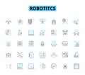 Robotitcs linear icons set. Automation, Mechanization, Artificial Intelligence, Algorithms, Sensors, Robotics, Cyborgs Royalty Free Stock Photo