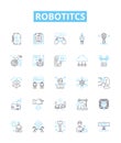 Robotitcs vector line icons set. Robotics, Automation, AI, Programmable, Machines, Autonomous, Networks illustration Royalty Free Stock Photo