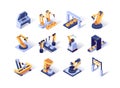 Robotization industry isometric icons set.