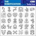 Robotization line icon set, robot symbols collection or sketches. Artificial Intelligence linear style signs for web and Royalty Free Stock Photo