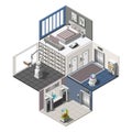 Robotized Hotels Isometric Interior