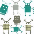 Robots abstract seamless pattern. It is located in swatch menu. Colorful background for surface design Royalty Free Stock Photo