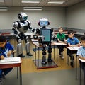 Robots in the classroom learning concept, generated by AI. Royalty Free Stock Photo