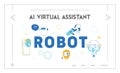 Robots, Artificial Intelligence in Human Life Website Landing Page. Chatbot Help Clients Online Answer Questions Royalty Free Stock Photo