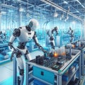 Robots Assembling Motherboard in Factory. Generative Ai Royalty Free Stock Photo