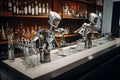 Robots assistance making cocktails Royalty Free Stock Photo