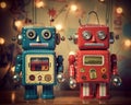 The robots are called Colourful Two Surreal Retro Tin Robots.