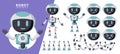 Robots character creation kit vector set. Robot editable characters with arms and legs pose and gestures