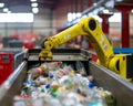 Robots collecting and sorting recycling items efficiently Royalty Free Stock Photo