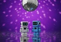 Robots dancing under disco ball Royalty Free Stock Photo