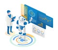 Robots and doctors are analyzing patient disease data Royalty Free Stock Photo